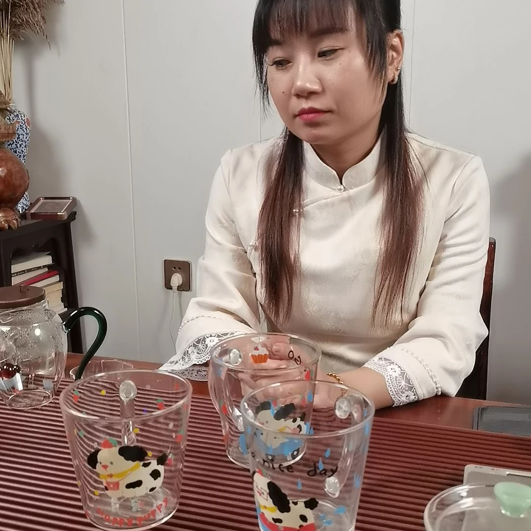 高硼硅玻璃手柄款小狗杯三支透明把手