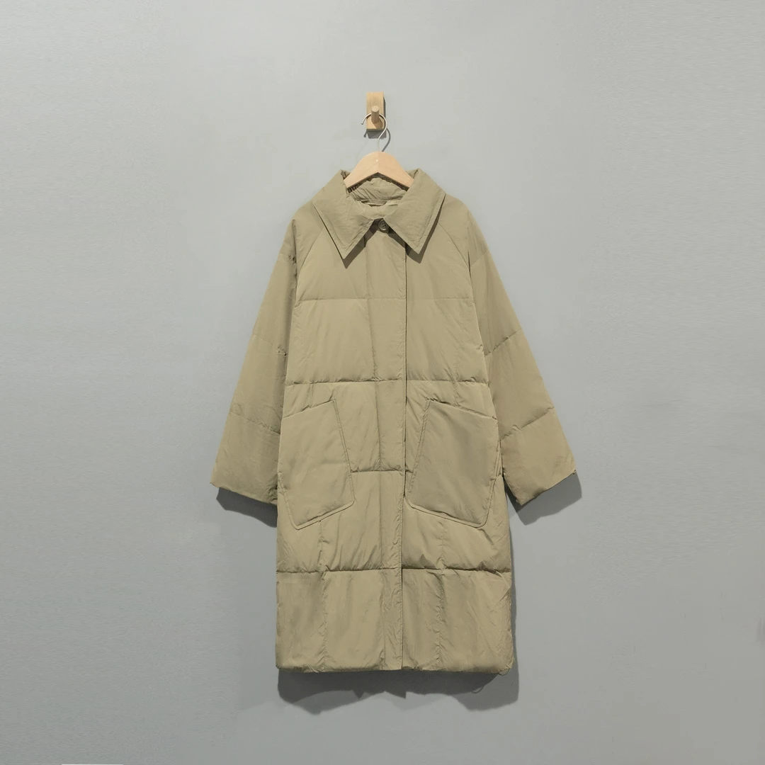【且听风吟】0516483高货白鸭绒翻领长款羽绒服     衣长107胸围144