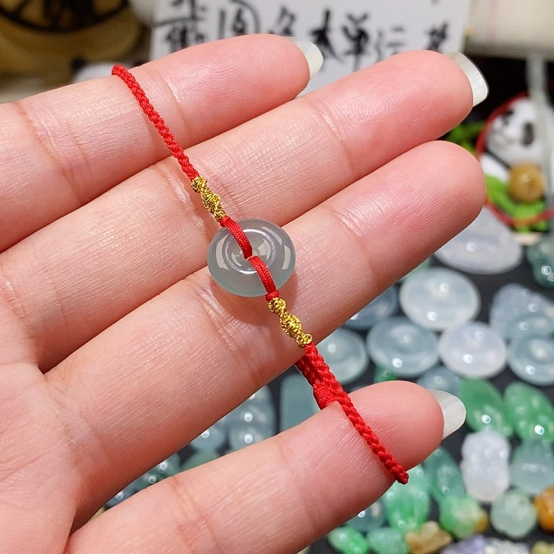 翡翠未镶嵌颈饰平安扣红绳15