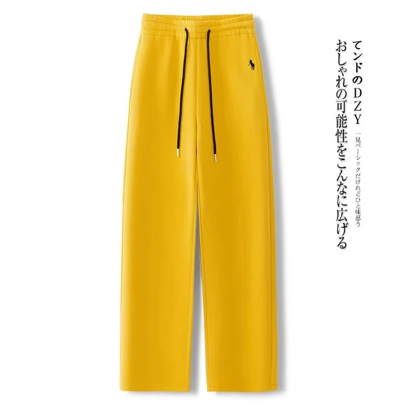 时尚黄色休闲裤哈伦裤女春秋季2025新款刺绣弯刀裤高腰显瘦老爹裤