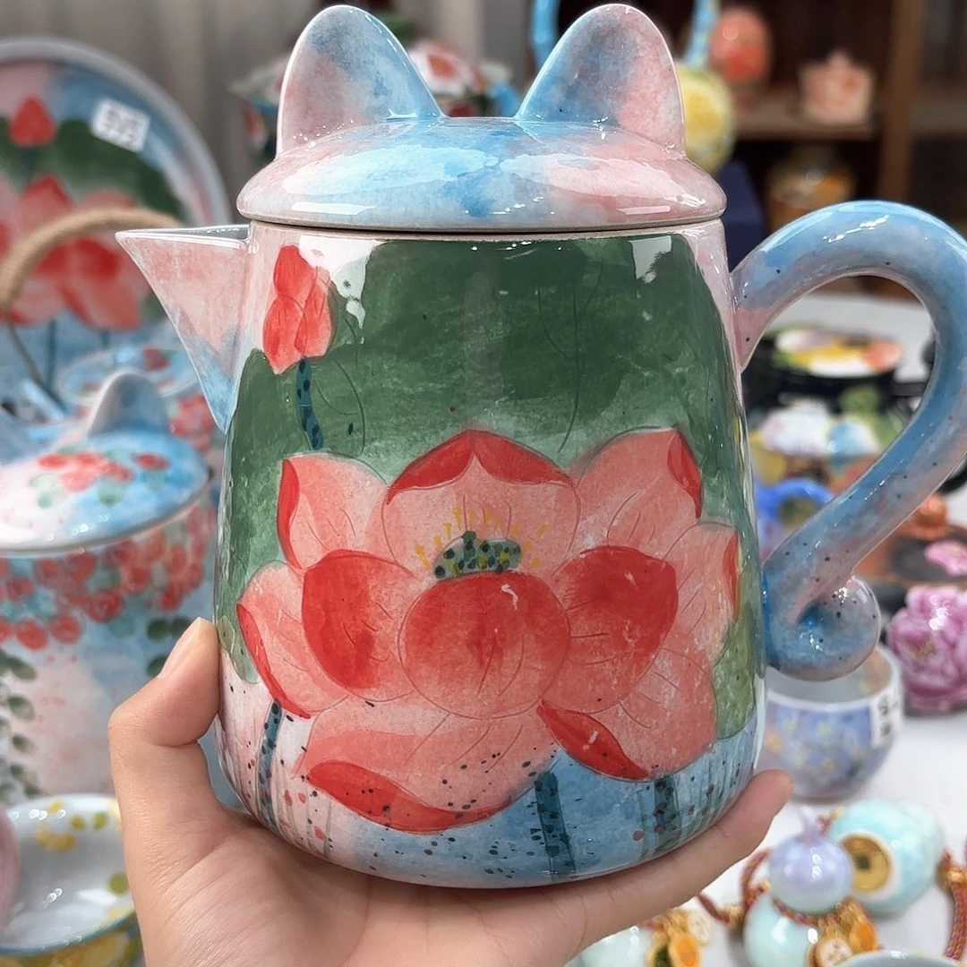 景德镇手绘高温釉下彩陶瓷茶具
