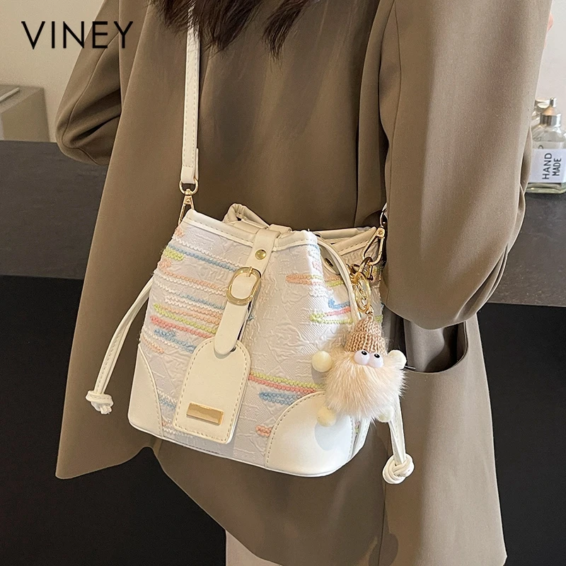 Viney包包女时尚潮流斜挎包通勤高颜值水桶包生日圣诞礼物送女生