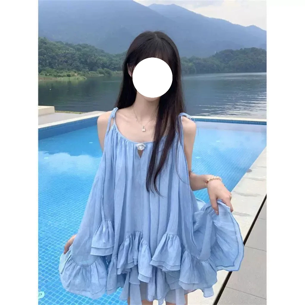【27】纯色性感夏季韩系荷叶边吊带连衣裙吊带裙套装