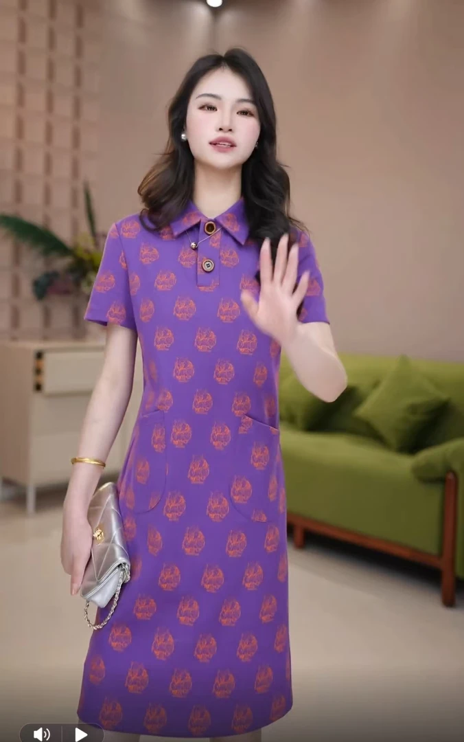 【商场同款】夏季新款时尚复古显瘦POLO领小香风短袖连衣裙150007