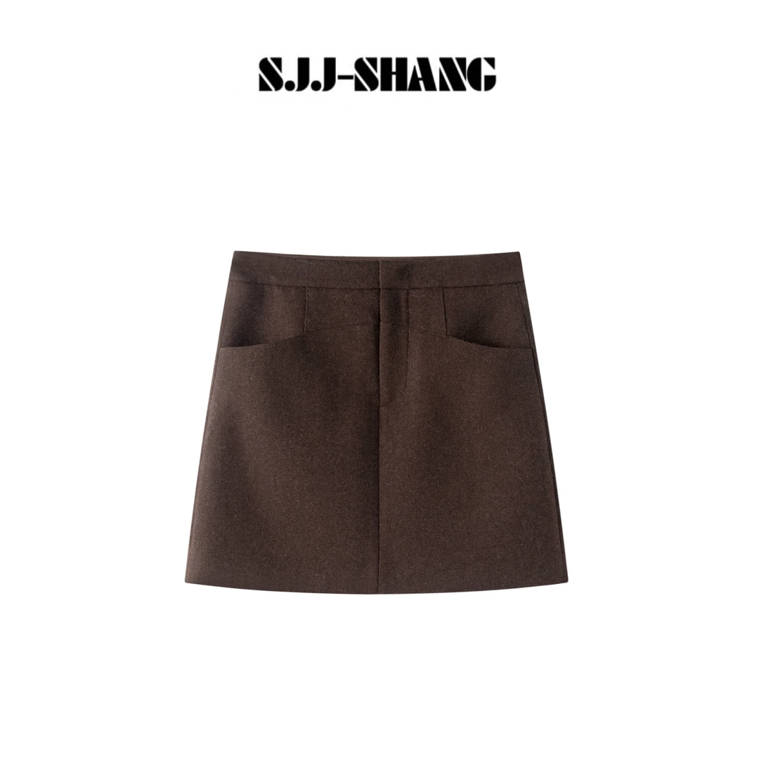 SJJ-SHANG【棕标半裙】肌理感羊毛混纺可持续百搭半裙q135819p