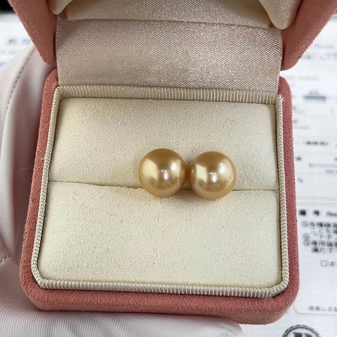 颈饰未镶嵌海水珍珠11-12金珠耳钉