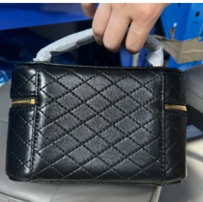 YUSHA/高档黑色阿杨菱格手提饭盒包-0828