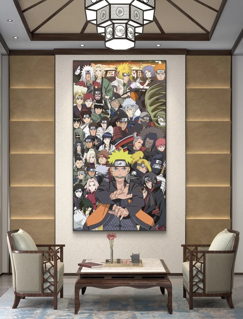 火影忍者全家福合集40x80 PVC 客厅 电竞房 卧室装饰画挂画