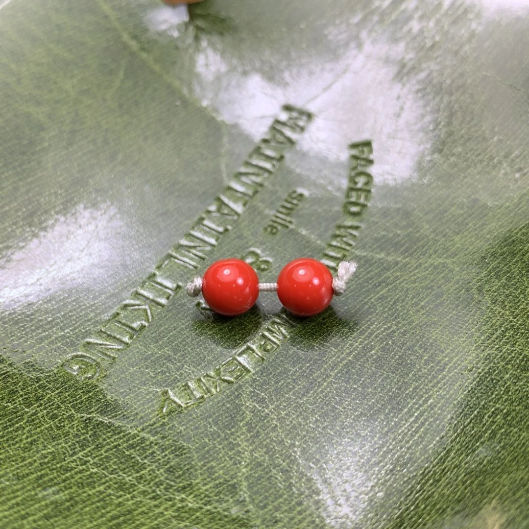 南红玛瑙无裂柿子红对珠6.7mm未镶嵌