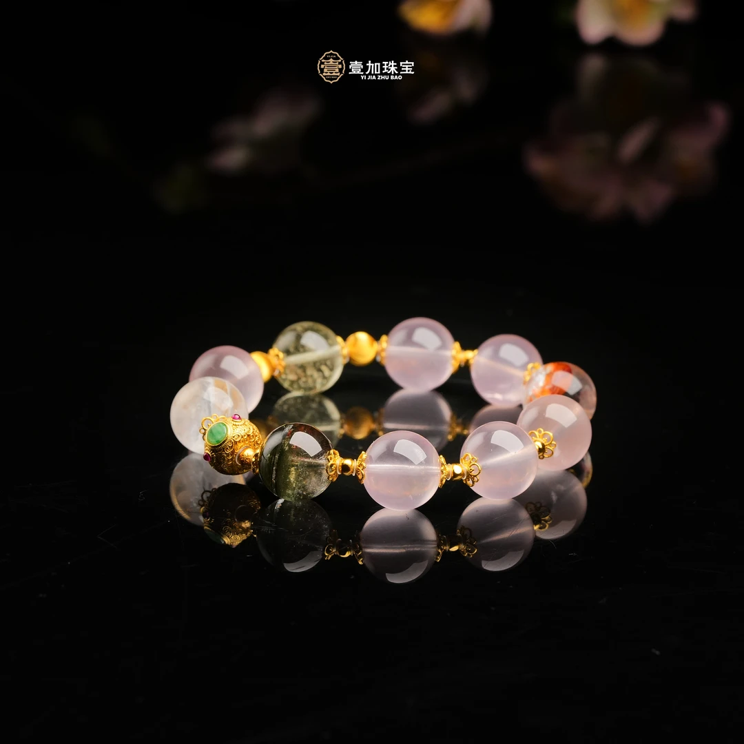 壹加师姐|手工设计三生JU人缘粉晶多宝手串多样性发一7717n