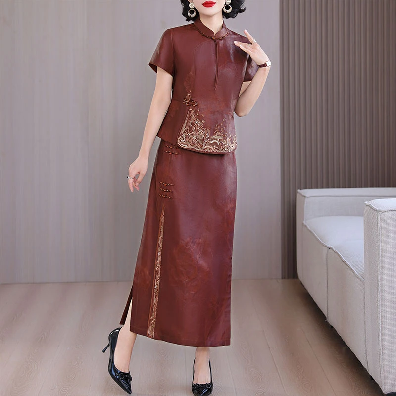 半身裙套装女2025新款高级感时尚衣服妈妈装新中式夏天洋气两件套