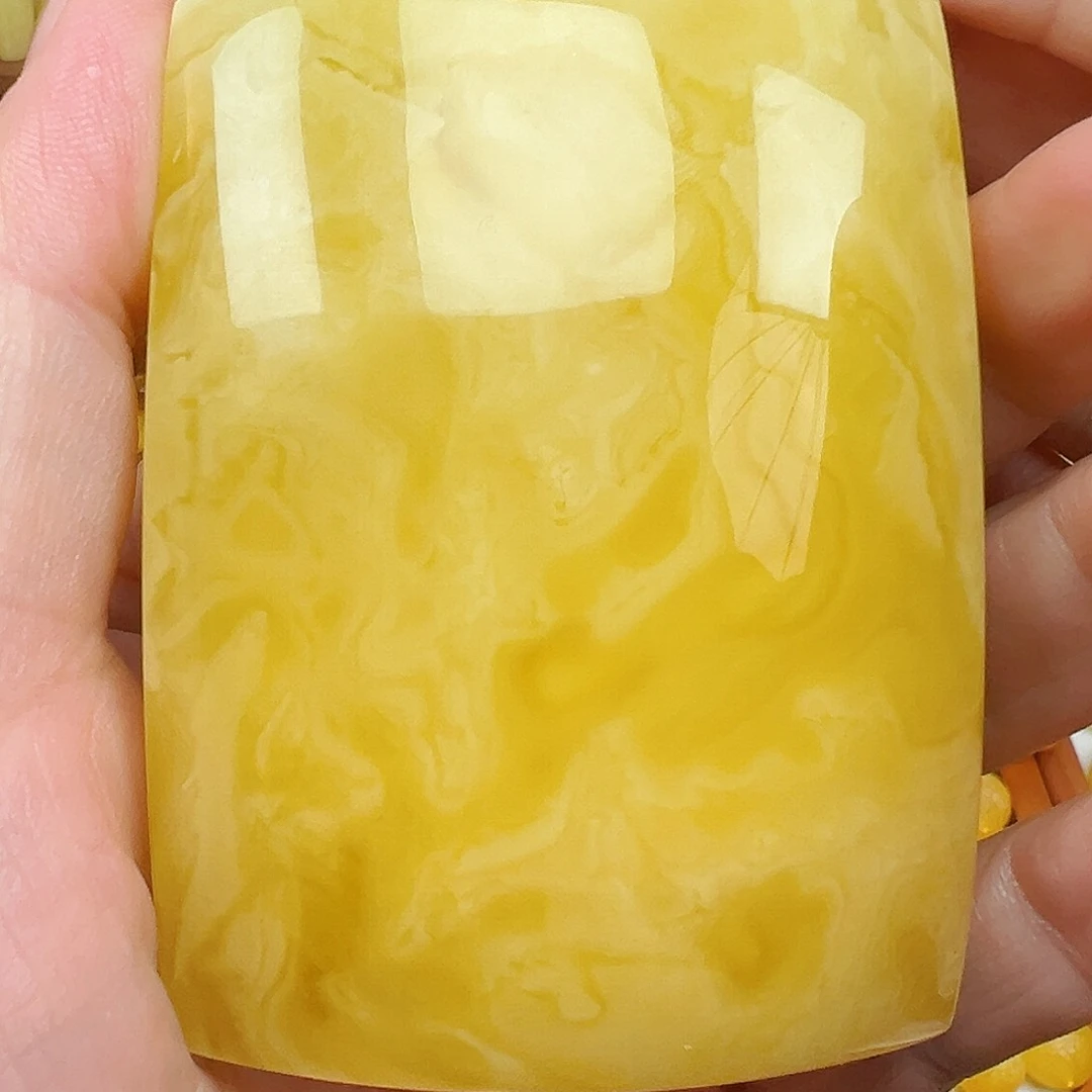 蜜蜡未镶嵌珠宝奇石蜜蜡手把件方牌