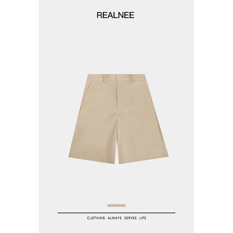 REALNEEI【午后闲适】Row天然亚麻极简短裤立体剪裁高定系列03398