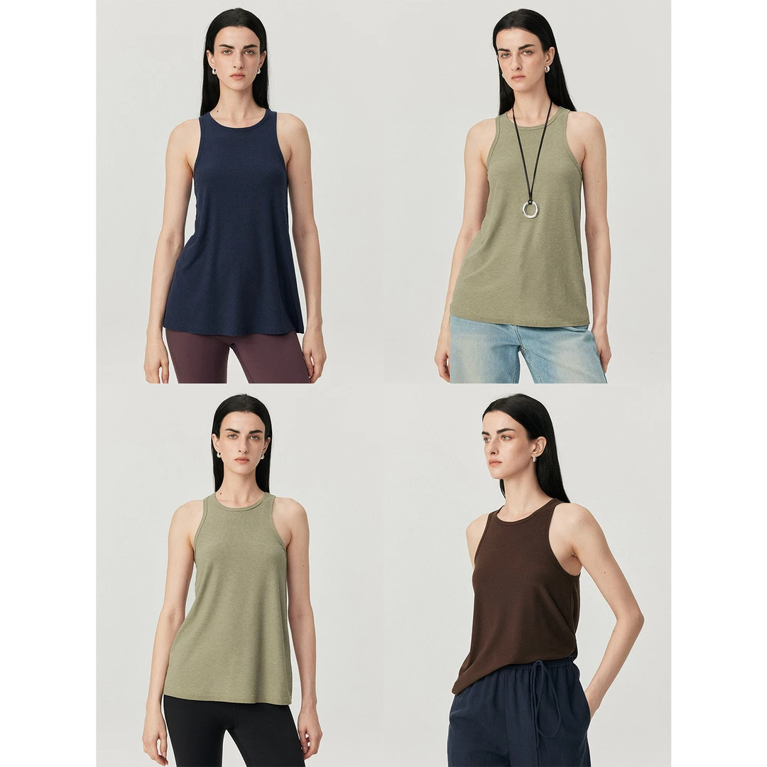 MARIUS 醋酸混纺纯色凉感肌理感软糯亲肤休闲A版工字背心