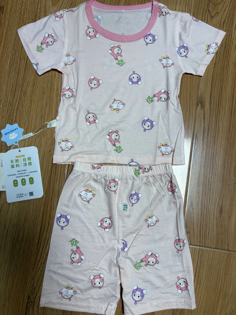 儿童冰韩棉印花短袖套装