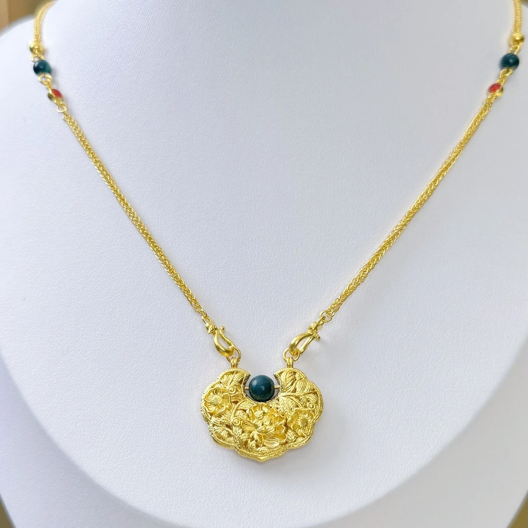 足金999 新款古法锁包黄金套链