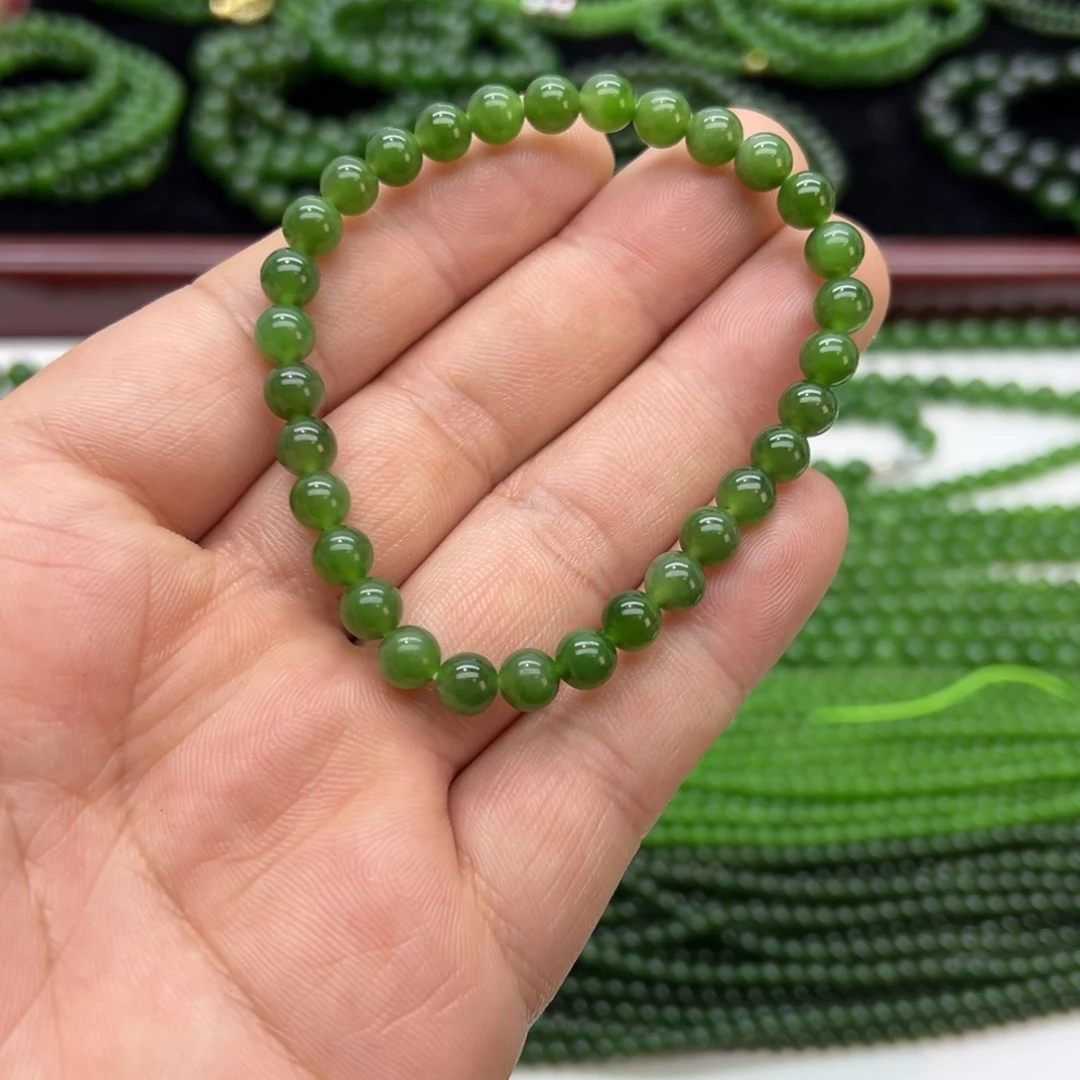 和田玉（碧玉）未镶嵌颈饰卡6 辣阳 无黑 30颗