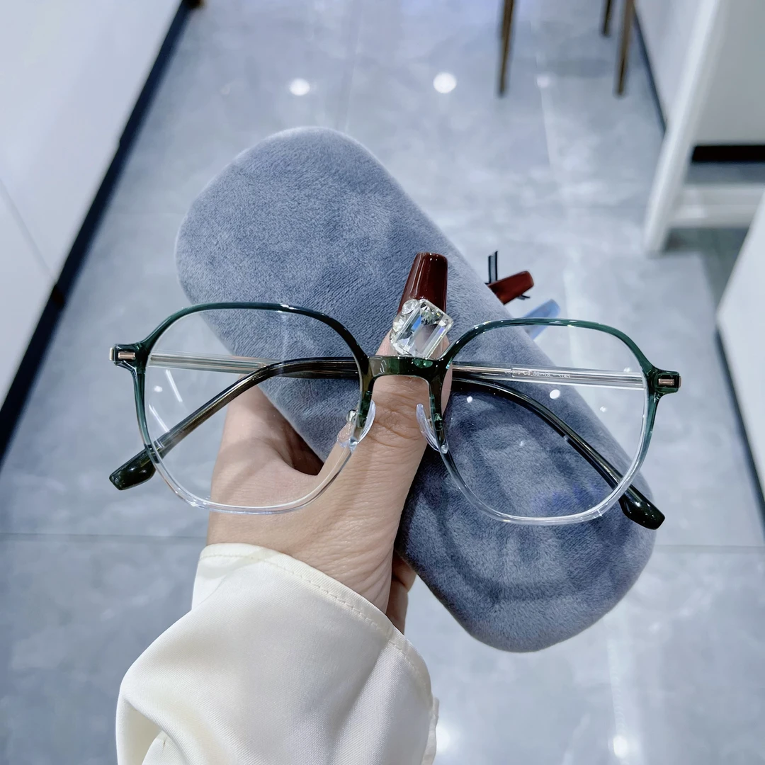 墨绿渐变可配度数素颜渐变男女同款近视眼镜框架高级感十足