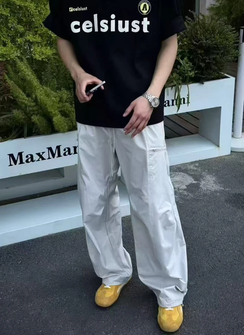 休闲百搭弯刀裤运动工装裤长裤速干拉链夏季薄款潮流束脚