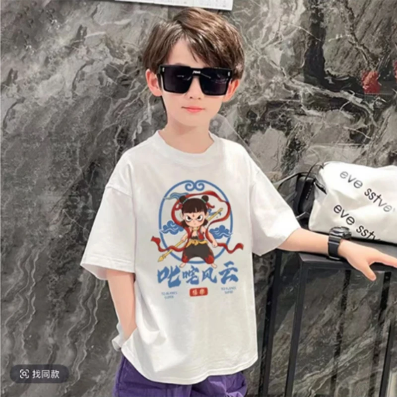 宽松大款百搭短袖宽松男夏季T恤男童中大童休闲半袖