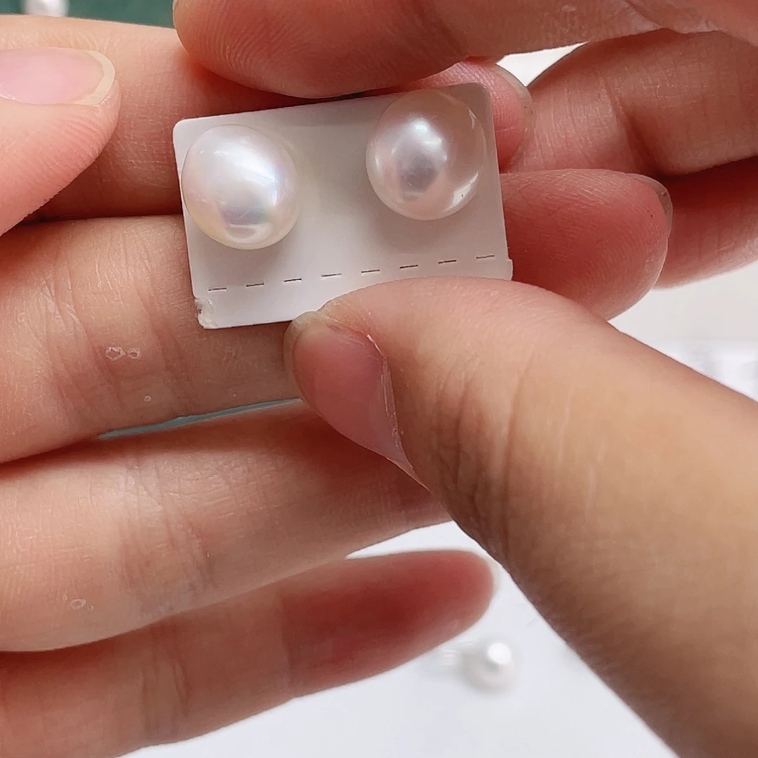 银S925镶嵌淡水珍珠耳饰@*格