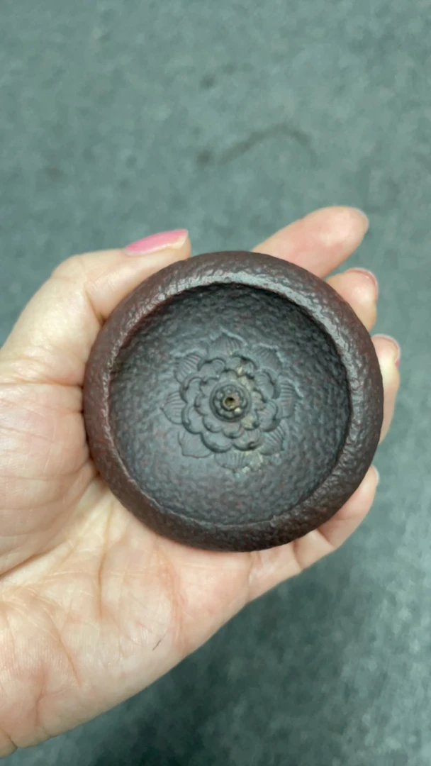 莲花小香插古铜泥