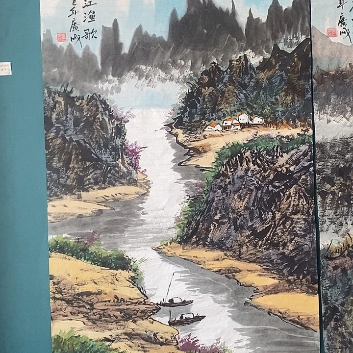 国画四尺整手绘山水作品