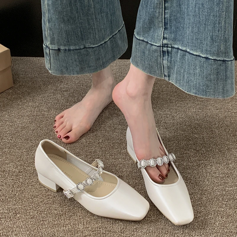 贾不假玛丽珍鞋女2025新款夏季气质复古百搭配裙子粗跟韩系小皮鞋