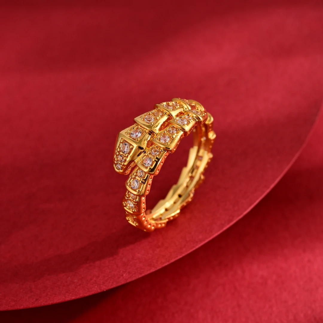 合成锆石【小凤专属】18k金爆闪轻奢版蛇戒百搭戒指 时尚百搭