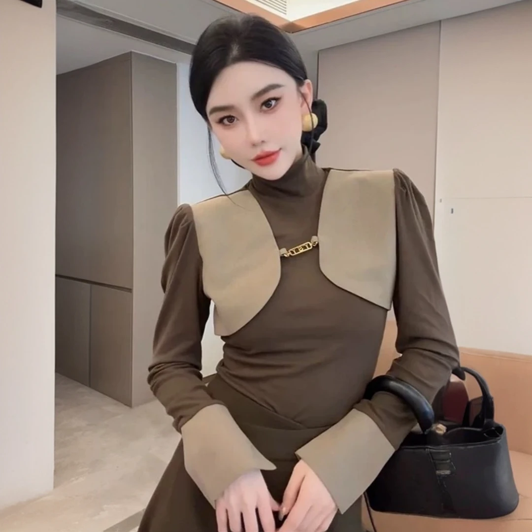 【晨浠定制】新款潮流时尚假两件百搭拼接上衣869