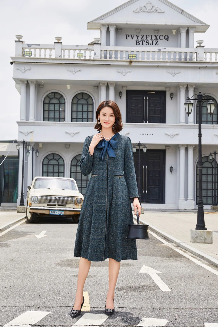 【李姐专属】2025春秋新款修身显瘦女士连衣裙气质优雅款中长裙3809