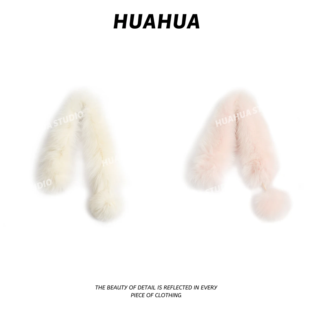 【花花】雪狐围脖~真狐狸毛球保暖时尚氛围感加厚秋冬围脖