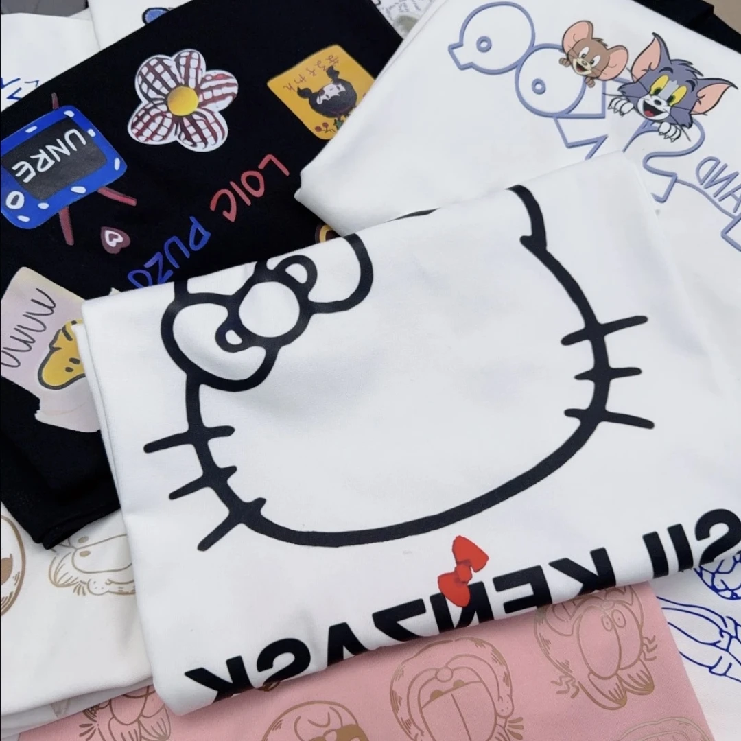 JING女装百搭夏季宽松印花ins卡通纯棉网红圆领韩版时尚T恤