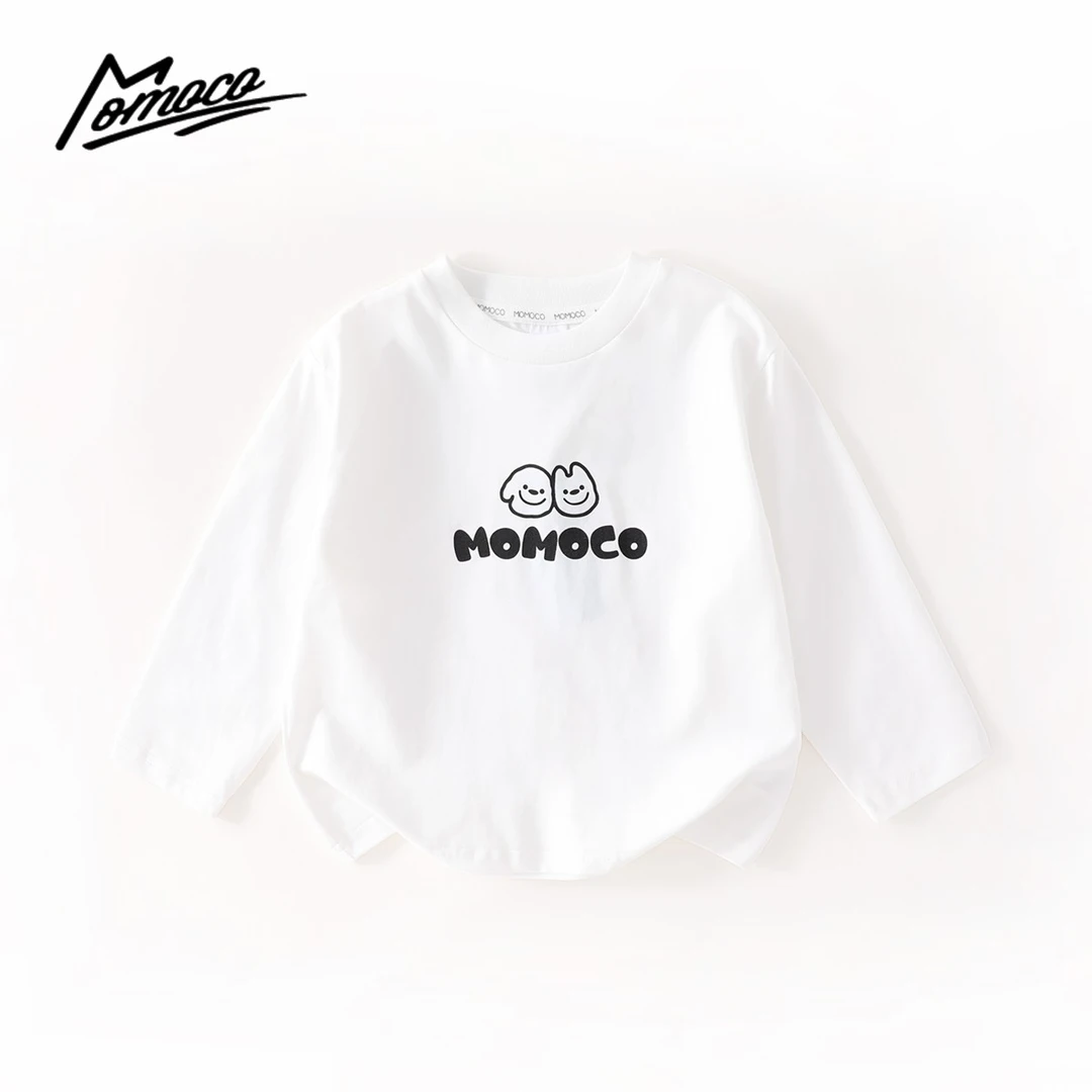 MOMOCO2025款春季男童潮流印花小狗宝宝上衣长袖T恤77130235014