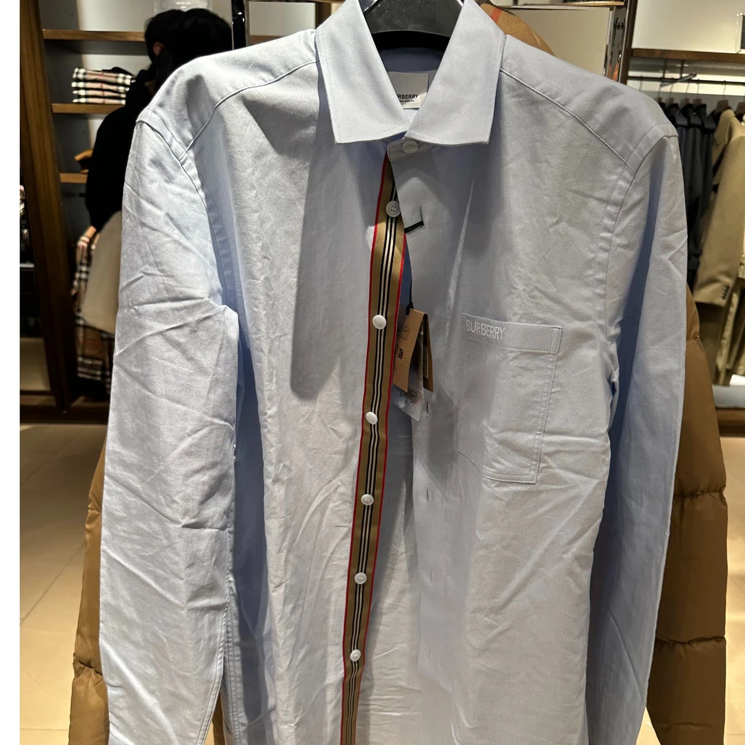 【奥地利直邮】BURBERRY/博柏利 男款新款徽标刺绣logo长袖衬衫休闲