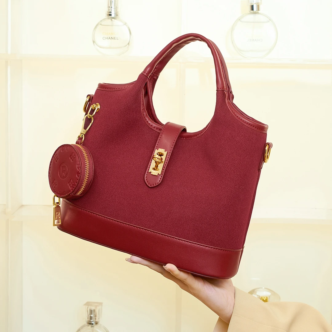 小众设计菜篮子红色单肩包复古托特包轻奢百搭新娘手提包结婚包