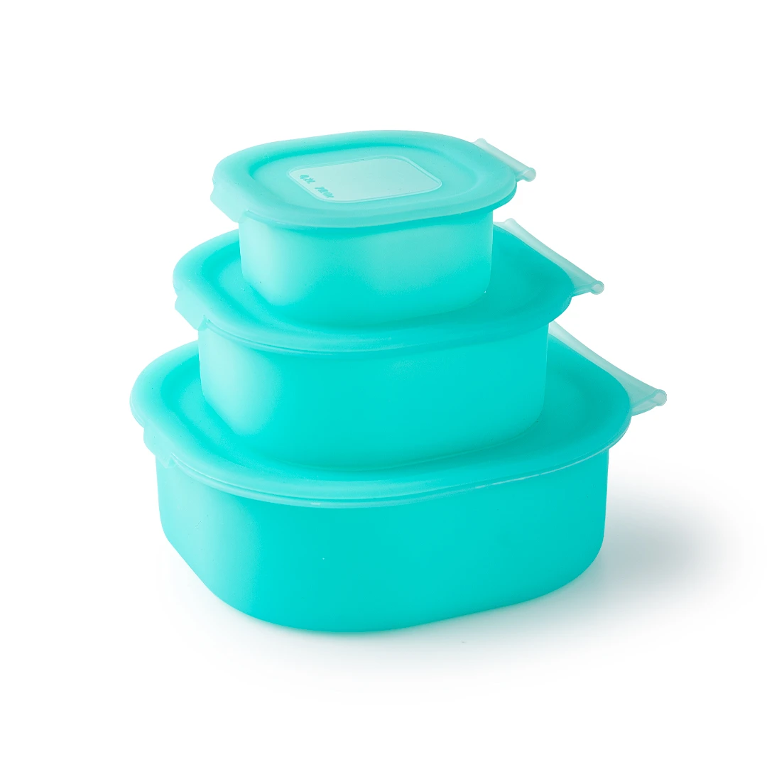 【直播】150ml400ml800ml 透绿色 硅胶连盖正方形保鲜盒