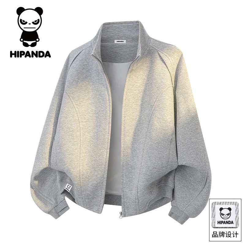 Hi Panda你好熊猫秋季新款美式开衫卫衣男士潮牌宽松百搭休闲外套