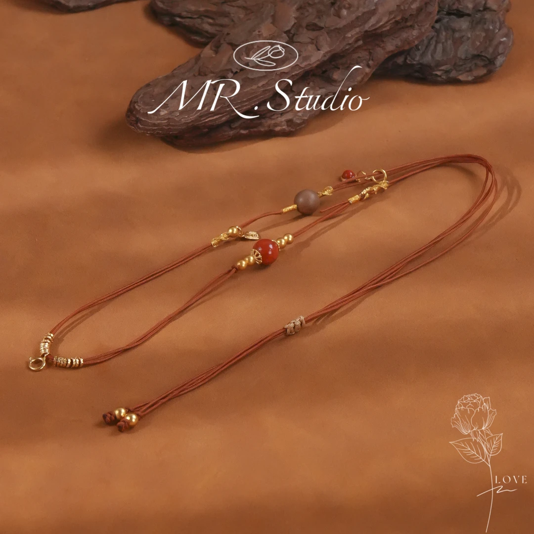 木润【锦红】S925银天然南红锦红百搭项链