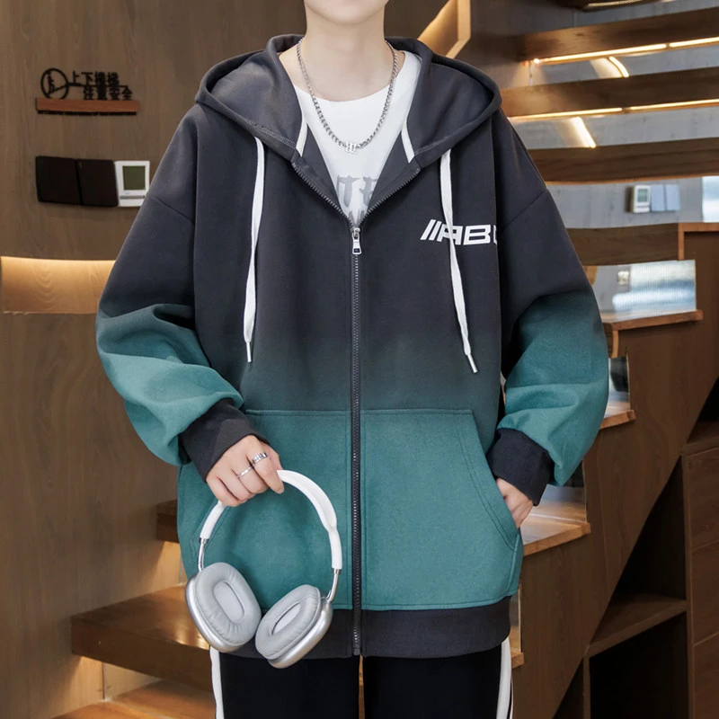 2025春秋季开衫连帽卫衣青少年初中学生帅气潮流休闲宽松百搭外套