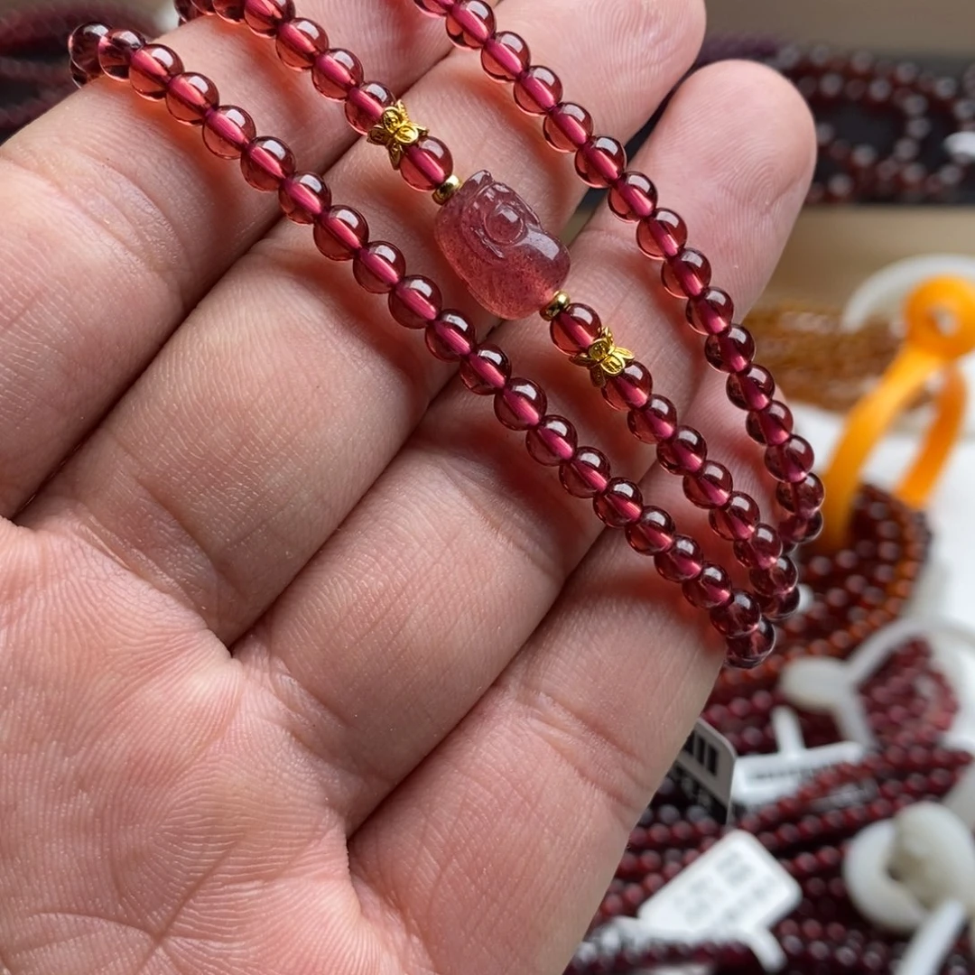 石榴石手链未镶嵌4.4mm毕业级香槟粉