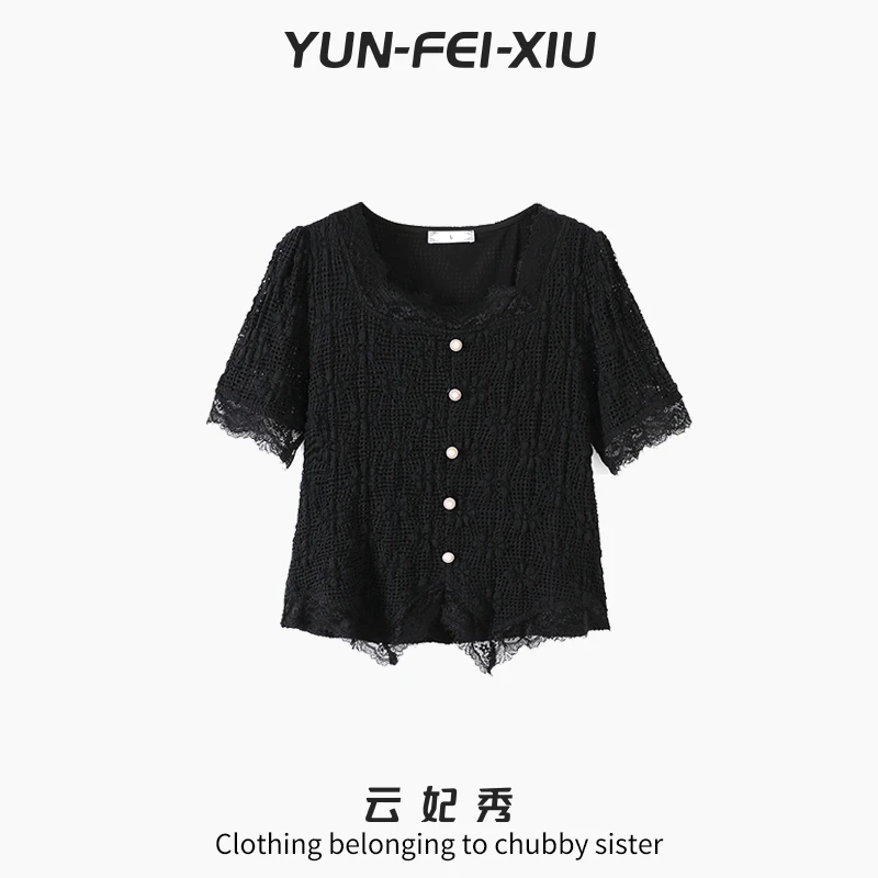 云妃秀大码女装针织衫时尚休闲气质减龄显瘦宽松胖妹妹上衣夏9978