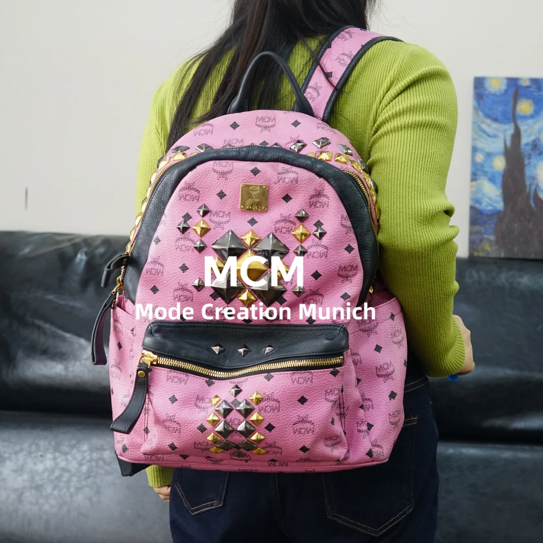 95新 MCM 粉色双肩包/DD01502059/2059