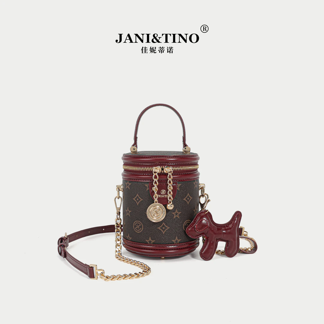 JANITINO/佳妮蒂诺当季新款经典时尚复古女士单肩包288红配咖