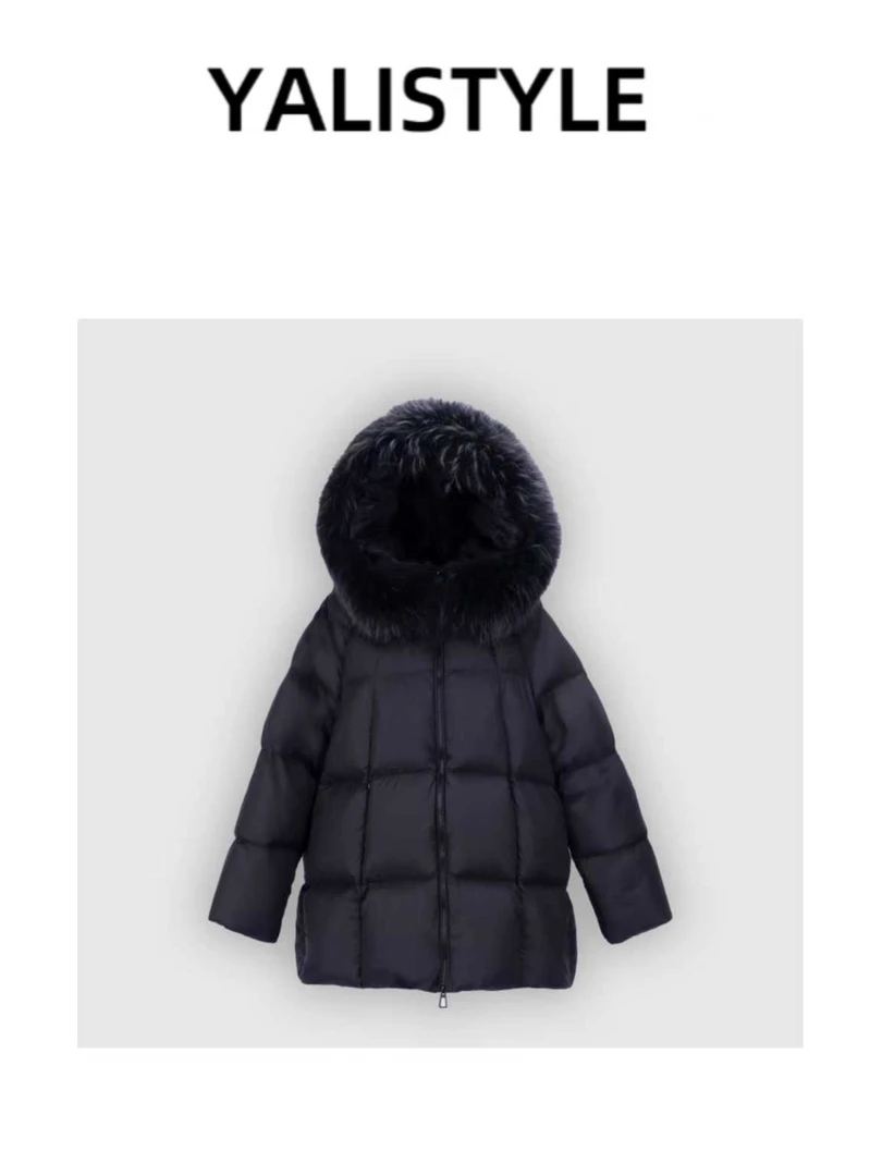 YALISTYLE［黑天鹅！］款大毛领95白鹅绒泡芙感塞柔丝鹅绒服D598