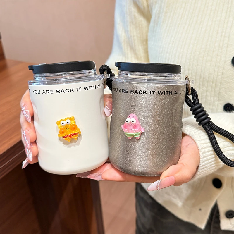 简约保温杯男女生小巧咖啡杯外出便携2025新款水杯高颜值双饮杯子