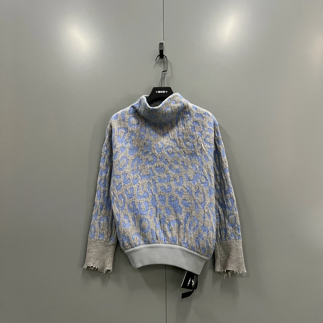 99新 maje bc910 Acne Studios 灰蓝豹纹针织衫 XS 605626