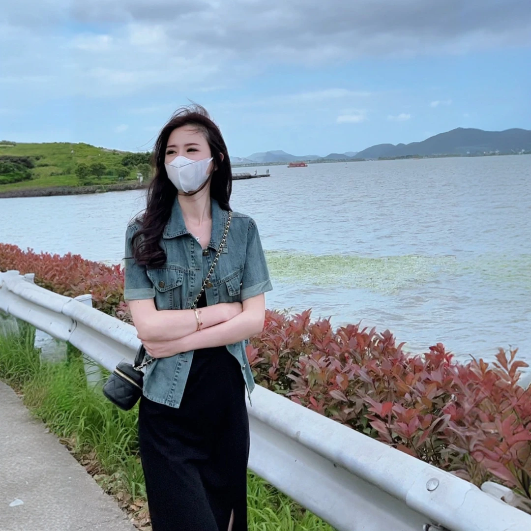 ly短款牛仔外套设计感小众女薄款复古小个子百搭POLO短袖上衣