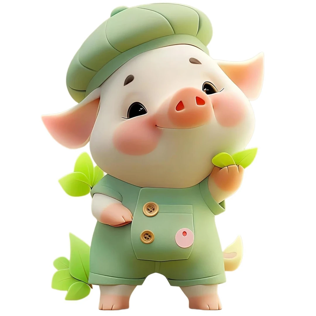 可爱卡通绿色小猪动物贴纸房卧室玻璃马桶盖冰箱装饰防水背景贴