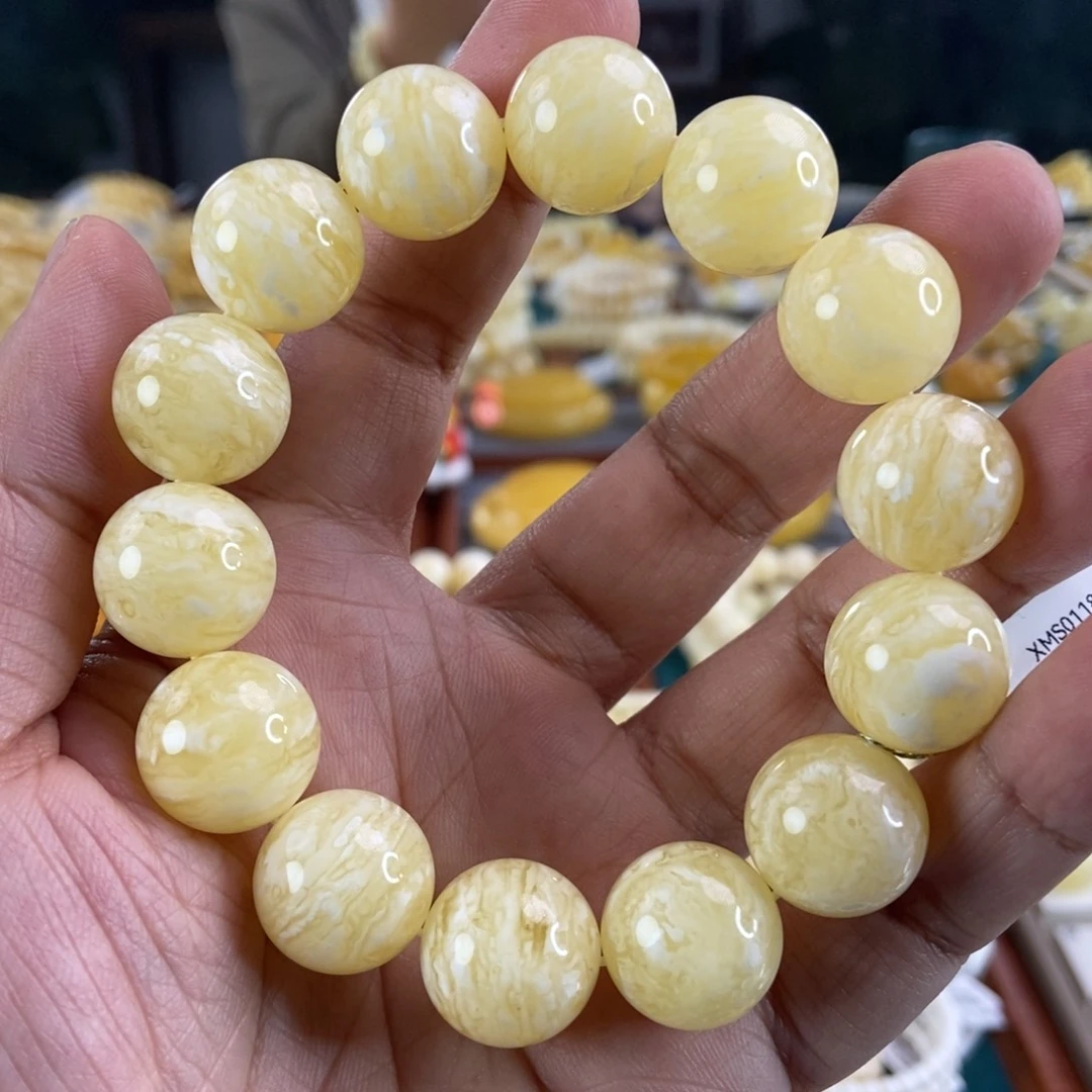 琥珀珠宝奇石未镶嵌17+白虎皮纹同料串39.34